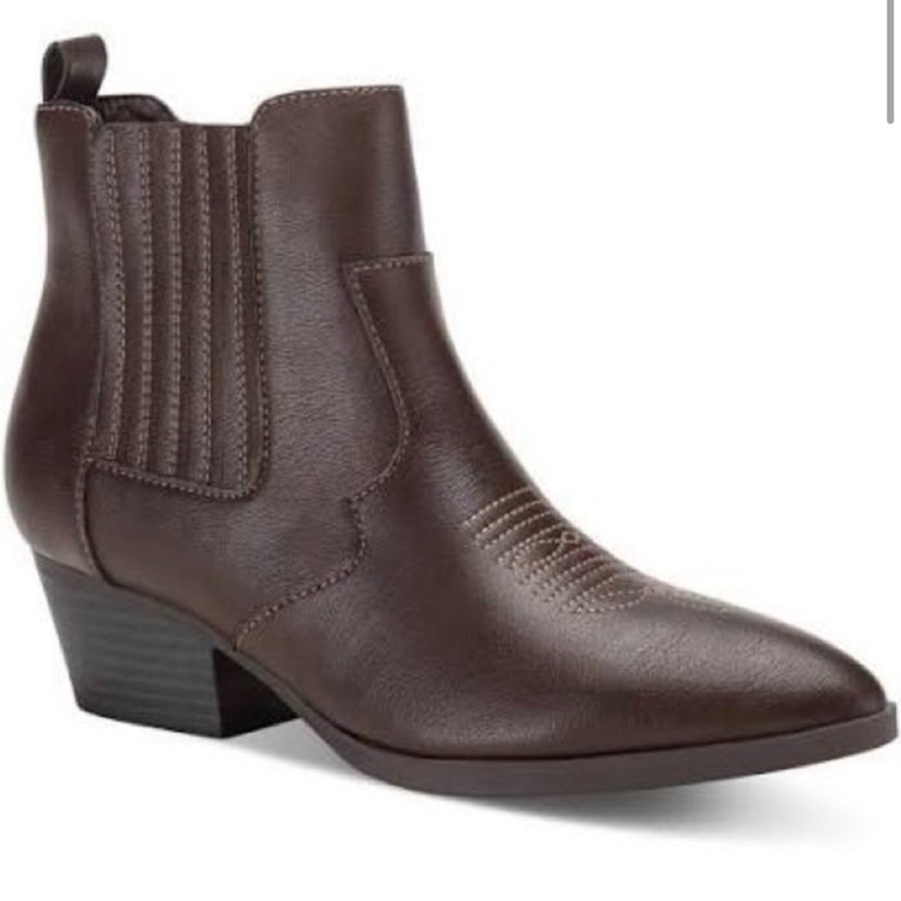 Sun + Stone Grangerr Women Western Ankle Booties | SZ: 6.5M | Chocolate NWB
